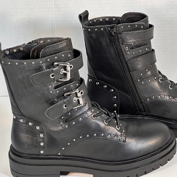 Ladies size 7.5 Black combat boots - Picture 2 of 15